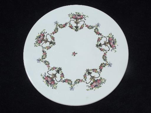 photo of large old floral china trivet or plateau plate, Germany, stamped 1913 #1