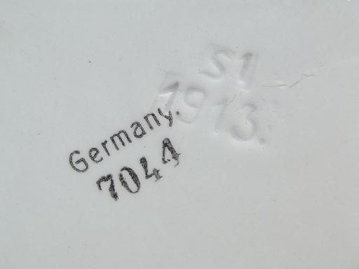 photo of large old floral china trivet or plateau plate, Germany, stamped 1913 #4