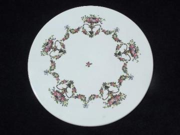 catalog photo of large old floral china trivet or plateau plate, Germany, stamped 1913