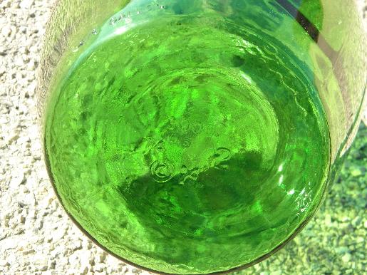 photo of large old green glass wine bottle w/ jug handle #2