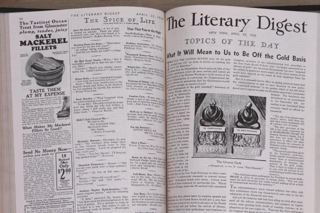 photo of large old leather bound books, antique 1930s vintage Literary Digest magazines #14