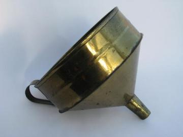 catalog photo of large old primitive brass plated metal farm shop funnel