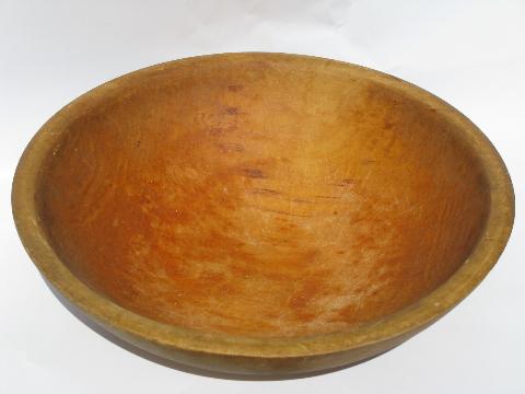 photo of large old primitive wood bowl, vintage Parrish woodenware #2