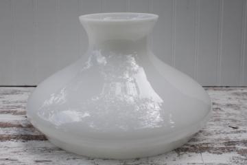 catalog photo of large old student lamp shade, vintage opal white milk glass replacement shade