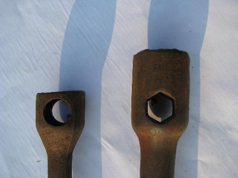 photo of large old truck & tractor lug nut socket wrenches, Herbrand #3