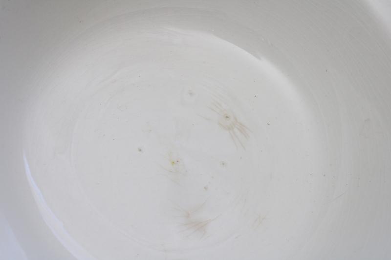 photo of large old white ironstone bowl, semi porcelain china antique Knowles Taylor Knowles mark #5