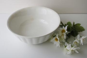 catalog photo of  large old white ironstone china bowl w/ ladyfinger fluted shape, rustic farmhouse decor