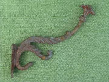 catalog photo of large ornate bronze coat hook, antique Victorian vintage hardware