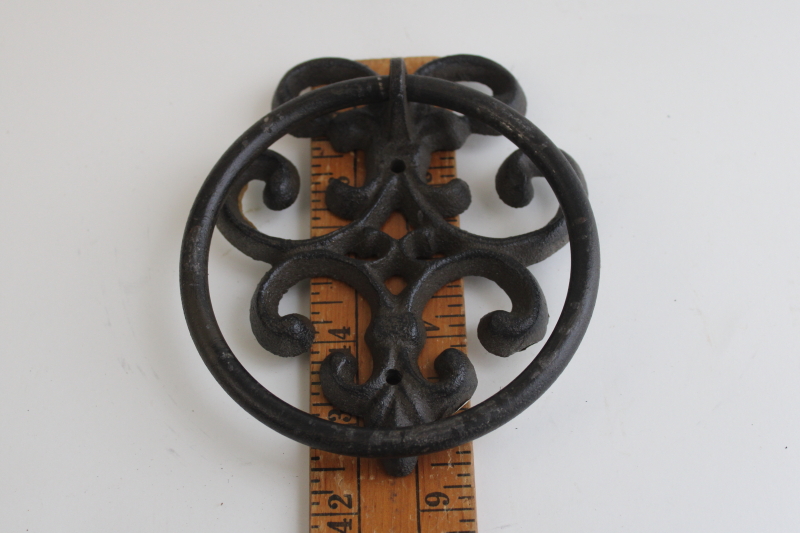 photo of large ornate cast metal door knocker or ring pull for handle, hardware for vintage furniture  #5