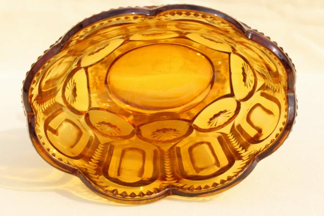 photo of large oval vase vintage amber glass moon & stars pattern glass #3