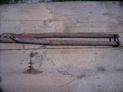 photo of large pair of old blacksmith shop forge & anvil tongs, 25in long #1