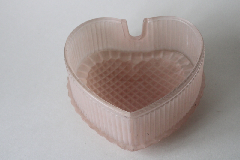 photo of large pink frosted glass heart diamond point hobnail, vintage heart shaped night light lamp shade?  #3
