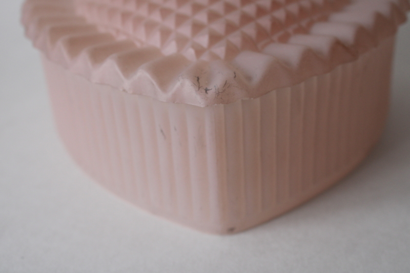 photo of large pink frosted glass heart diamond point hobnail, vintage heart shaped night light lamp shade?  #9