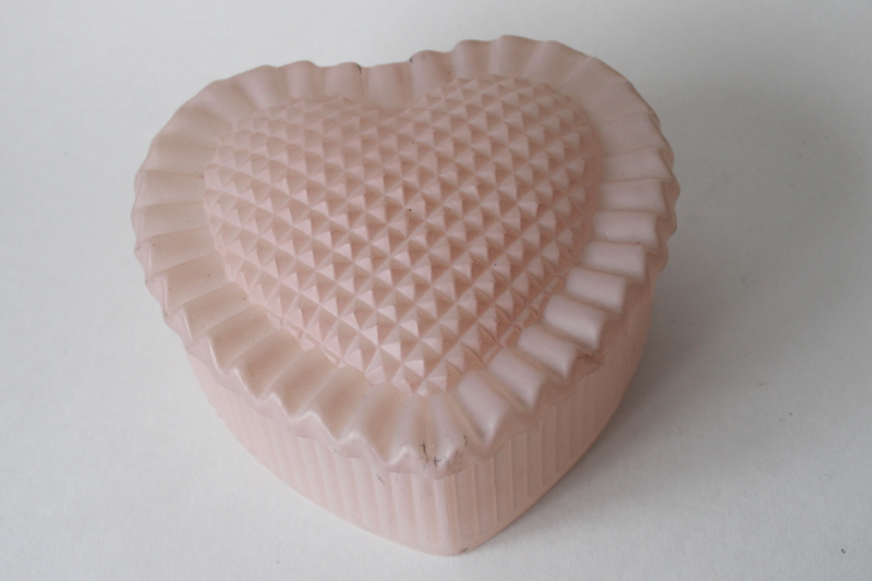 photo of large pink frosted glass heart diamond point hobnail, vintage heart shaped night light lamp shade?  #10
