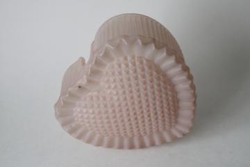 catalog photo of large pink frosted glass heart diamond point hobnail, vintage heart shaped night light lamp shade? 