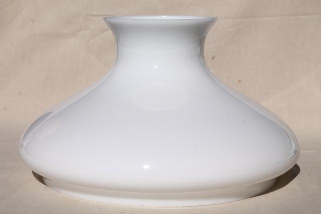 photo of large plain white milk glass shade for hanging light or table lamp, vintage replacement lampshade #1