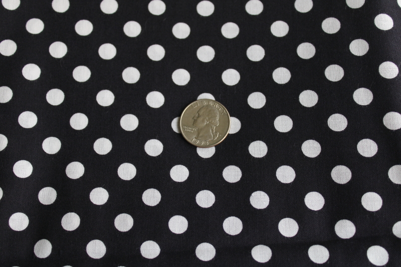 photo of large polka dots white on black dotted print cotton fabric vintage 1990s does 50s mod  #1