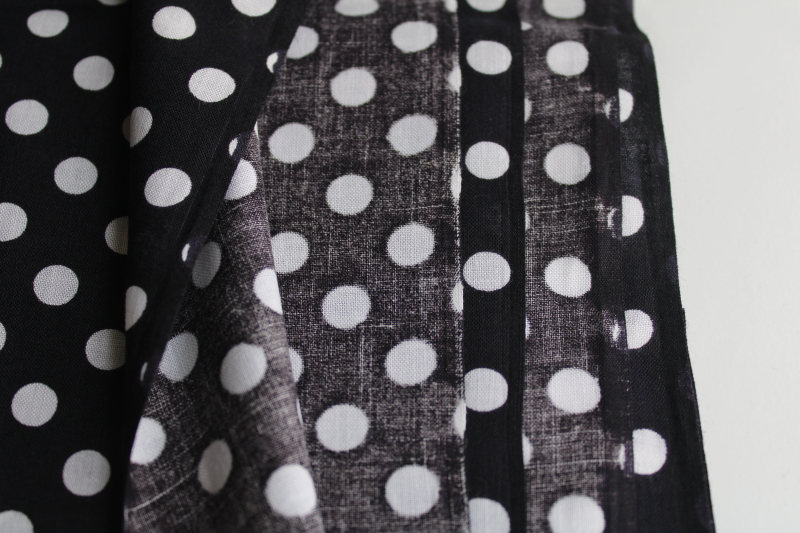 photo of large polka dots white on black dotted print cotton fabric vintage 1990s does 50s mod  #2