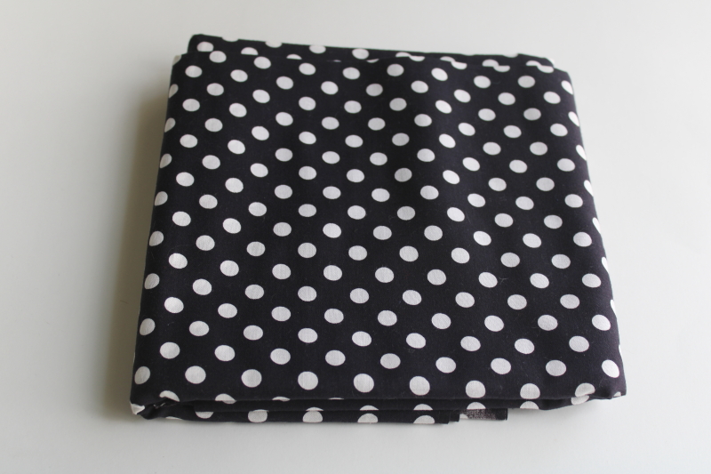 photo of large polka dots white on black dotted print cotton fabric vintage 1990s does 50s mod  #3