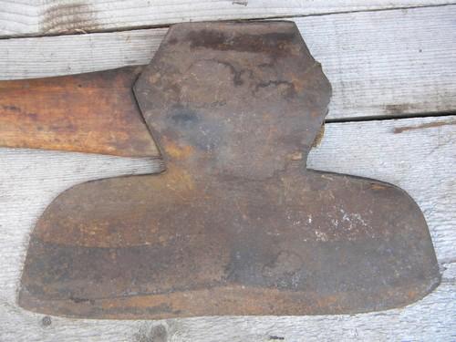 photo of large primitive antique broad axe tool for hand hewing barn beams etc #4