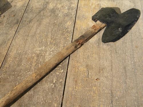 photo of large primitive antique broad axe with 11-1/2'' blade, for hand hewing barn beams etc #1