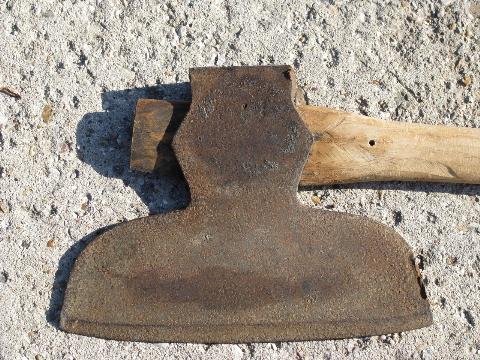 photo of large primitive antique broad axe with 11-1/2'' blade, for hand hewing barn beams etc #2