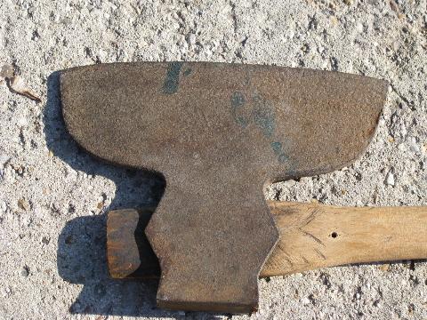 photo of large primitive antique broad axe with 11-1/2'' blade, for hand hewing barn beams etc #3