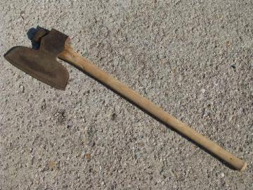 catalog photo of large primitive antique broad axe with 11-1/2'' blade, for hand hewing barn beams etc