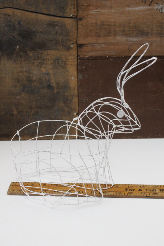 photo of large rabbit shaped wire basket, shabby chic vintage farmhouse Easter bunny spring decor  #6