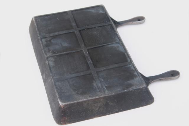 photo of large rectangular griddle skillet w/ two handles, heavy aluminum pan Milan Illinois foundry #8