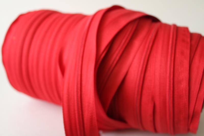 photo of large roll of red nylon zipper yardage, cut to length make your own zippers #2