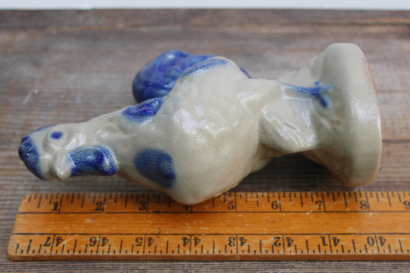 photo of large rooster figurine Beaumont Brothers salt glazed pottery, vintage cottagecore decor  #6