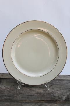 large round cake plate ivory porcelain platinum wedding band pattern, vintage Japan Fine Arts china 