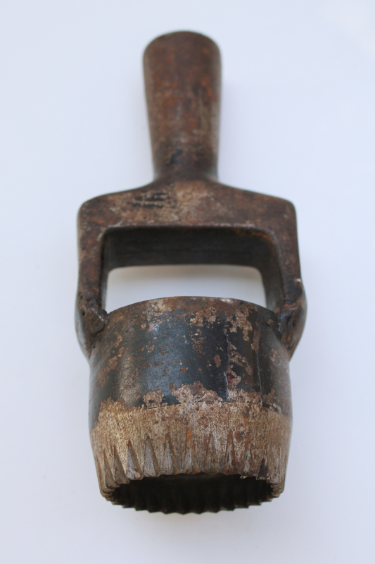 photo of large round rosette concho punch 2 inch diameter, C S Osbourne vintage iron tool, cutter for leatherworking  #1