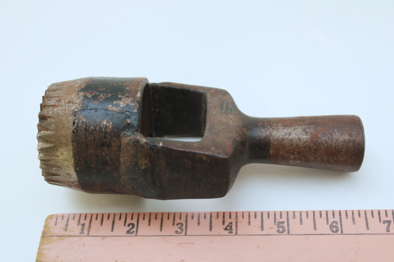 photo of large round rosette concho punch 2 inch diameter, C S Osbourne vintage iron tool, cutter for leatherworking  #4
