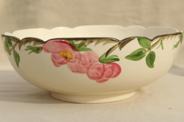 photo of large salad bowl, vintage Franciscan pottery Desert Rose china #1