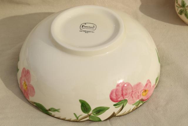 photo of large salad bowl, vintage Franciscan pottery Desert Rose china #3