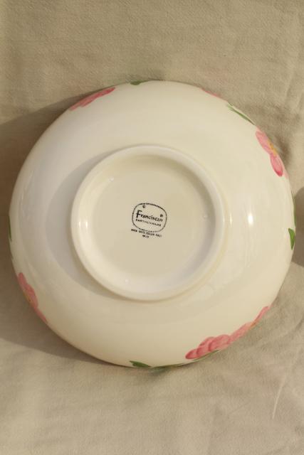 photo of large salad bowl, vintage Franciscan pottery Desert Rose china #4