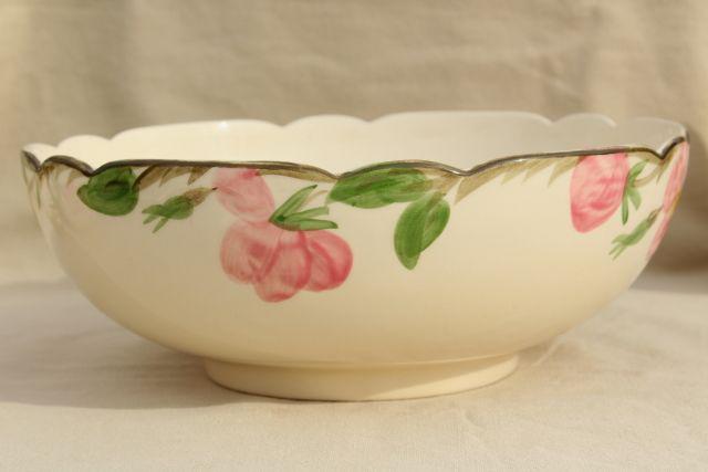 photo of large salad bowl, vintage Franciscan pottery Desert Rose china #6