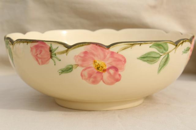 photo of large salad bowl, vintage Franciscan pottery Desert Rose china #1