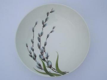 catalog photo of large serving bowl, pussy willow print 50s vintage W S George china