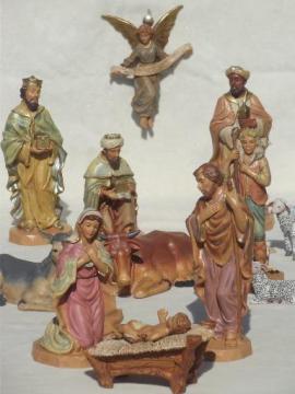 catalog photo of large set DiGiovanni nativity, hand-painted creche figures & animals