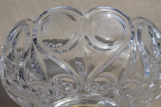 photo of large & small compote bowls, jewel & loop bullseye pattern glass pedestal dishes #10