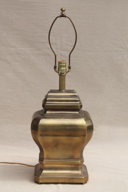 photo of large solid brass Chinese urn table lamp w/ touch lamp light switch #1