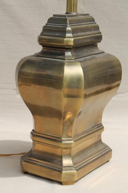 photo of large solid brass Chinese urn table lamp w/ touch lamp light switch #3