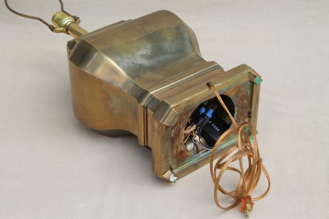 photo of large solid brass Chinese urn table lamp w/ touch lamp light switch #6