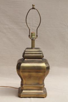 catalog photo of large solid brass Chinese urn table lamp w/ touch lamp light switch