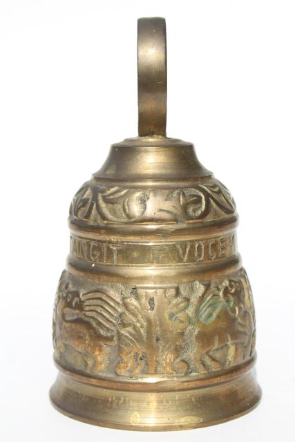 photo of large solid brass door bell or garden chime, qui me tangit vocem meam audit #2