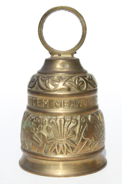 photo of large solid brass door bell or garden chime, qui me tangit vocem meam audit #3