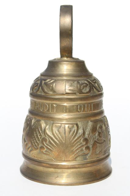 photo of large solid brass door bell or garden chime, qui me tangit vocem meam audit #4